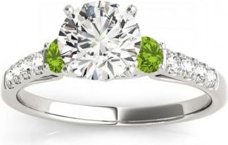 Allurez Diamond & Peridot Three Stone Engagement Ring 18k White Gold (0.43ct)
