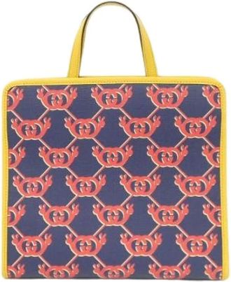 Gucci Pre-owned Handbags, male, Blue, Size: ONE SIZE Pre-owned Supreme Canvas Tote Bag