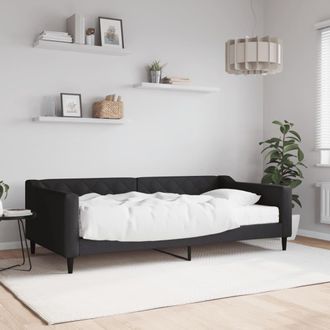 vidaXL Sof&aacute; Cama Con Colch&oacute;n Tela Negro 100x200 Cm Vidaxl