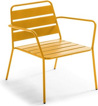 Oviala Silla de jard&iacute;n baja de metal amarillo