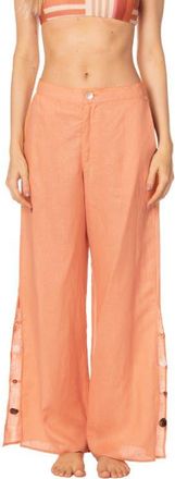 Kibys Sunset Bazaar Zenda Linen Pant With Gems in Pastel Orange Tangerine at Nordstrom, Size Medium