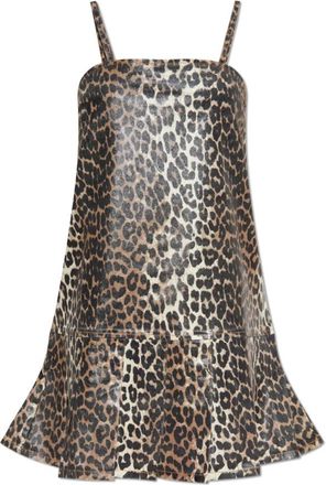 Ganni Print Denim Strap Dress - Dames - Korte kleedjes - Veelkleurig - M - Denim - Kleedjes