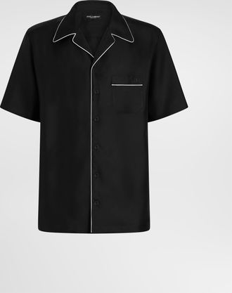 Dolce & Gabbana Hawaii Silk Twill Shirt - Man Shirts Black 38