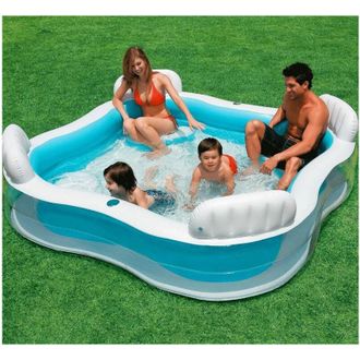Trade Shop Trade Shop - Piscina Gonfiabile Fuoriterra 4 Sedili 229x229x66cm Con 2 Portabicchieri