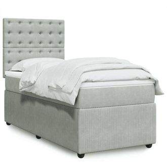 vidaXL Cama Box Spring Con Colch&oacute;n Terciopelo Gris Claro 100x200 Cm Vidaxl