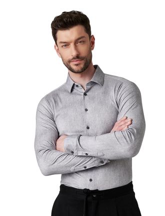 DeSoto overhemd grijs gem&ecirc;leerd Casual Kent semi-wide collar