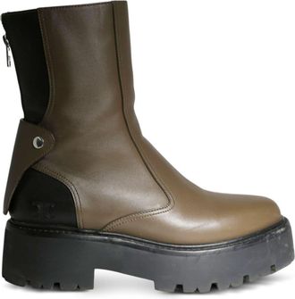 Celine zip-up leather boots - women - Rubber/Leather/Leather - 38 - Brown