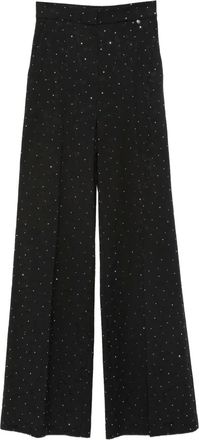 Nissa Pantaloni a gamba ampia con decorazione - Nero