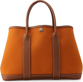 Herm&egrave;s Apricot Gold Negonda Leather Canvas Tote Bag (Pre-Owned)