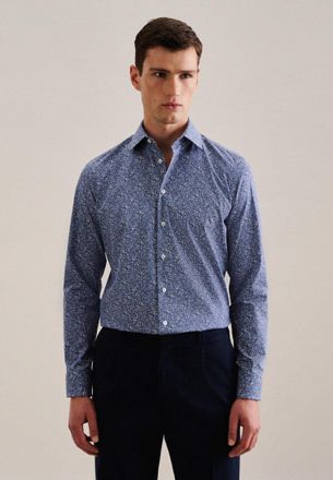 Seidensticker Businesshemd SEIDENSTICKER Slim, Herren, Gr. S (38), normale &Auml;rmell&auml;ngen, blau (mittelblau), 100% Baumwolle, gebl&uuml;mt, slim fit, 2-Knopf-Manschette, He