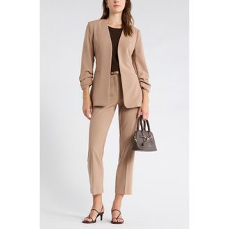 Nordstrom Rack Slim Cinched Sleeve Blazer in Tan Gingersnap at Nordstrom Rack, Size X-Large