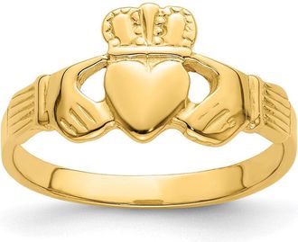 Diamond2Deal 14k Yellow Gold Polished Claddagh Ring