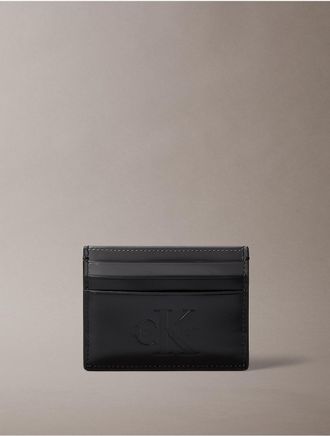 Calvin Klein Mens Embossed Monologo Card Case - Black