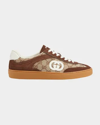 Gucci Men & apos;s G75 Suede and GG Supreme Retro Low-Top Sneakers