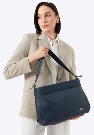 Wittchen Dames shopper van natuurleer met afneembaar handvat, marineblauw