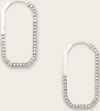 AllSaints Brass Hattie Crystal Hex Hoop Earrings, Size: One Size
