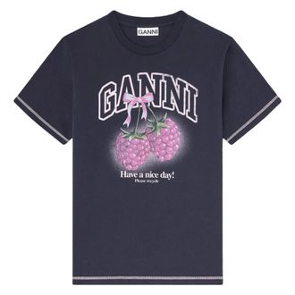Ganni T-Shirts, female, Blue, Size: XS T-Shirts