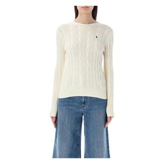 Ralph Lauren Julianna Kabeltrui - Dames - Ronde hals truien - Beige - M - Katoen - Truien & Vesten