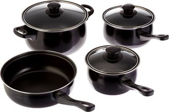 Gibson Home Chef Du Jour 7 Piece Carbon Steel Nonstick Cookware Set in Black