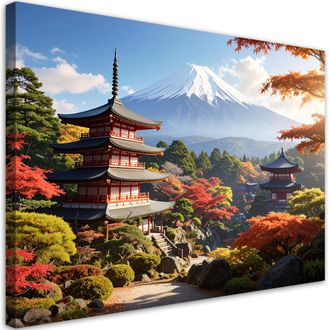 Feeby Cuadro En Lienzo Monte Fuji Paisaje Japon&eacute;s Naturaleza 100x70