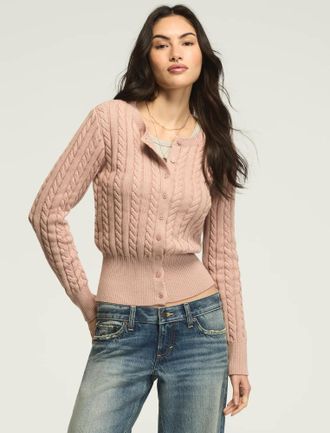 Lucky Brand Womens Cloud Soft Cable Cardigan