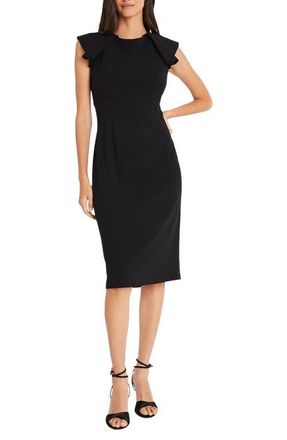 Maggy London Fold Seam Midi Dress in Black at Nordstrom, Size 2