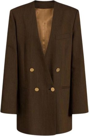 Alberta Ferretti Oversized Double-Breasted Blazer - Dames - Blazers - Bruin - S - Jassen