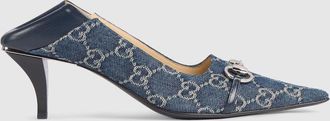Gucci Womens Vittoria Pump, Blue, Fabric