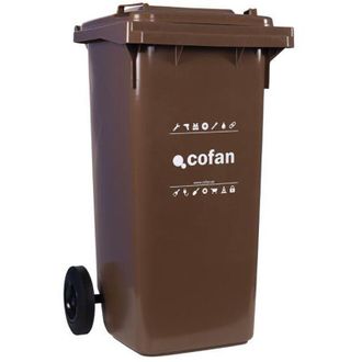 cofan Contenedor 2 Ruedas 120 Litros Color Marr&oacute;n, Contenedores Para Basura Con Capacidad Para 120 Litros.contenedores Disponibles Para Vidrio (verde), Pl&aacute;s