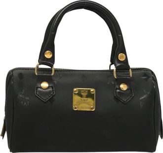 MCM Visetos Logogramme Canvas And Leather Black Canvas Handbag (Pre-Owned)