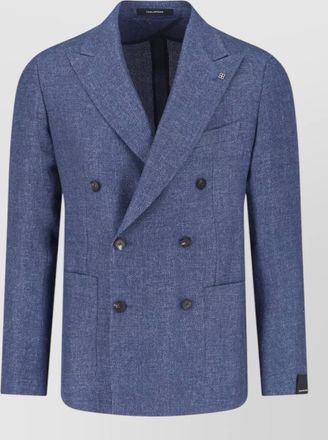 Tagliatore double breasted blazer textured fabric notch lapel