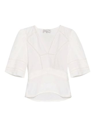 Munthe puff-sleeve embroidered blouse - White