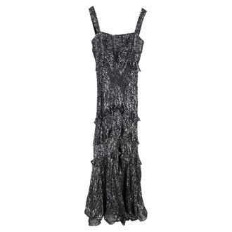 Saloni Chandra Ruffled Evening Dress in Black Silk