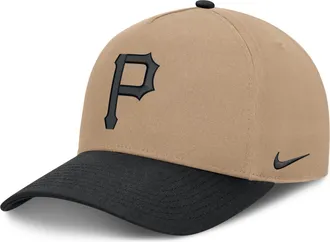Nike Pittsburgh Pirates Rise Nike Mens MLB A-Frame Trucker Adjustable Hat in Brown | NB1D0A3UPTB-TZD