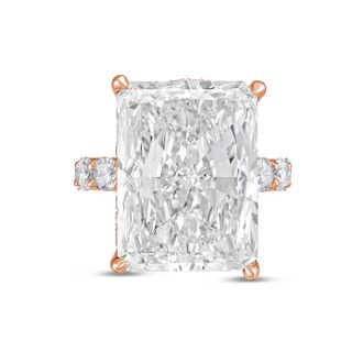 Diana M. Jewels 18kt rose gold 8ct lab grown Radiant Diamond Ring with Pav&eacute; Round Band