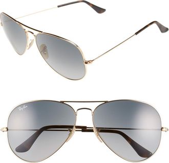 Ray-Ban Large Icons 62mm Aviator Sunglasses in Gold/Grey at Nordstrom