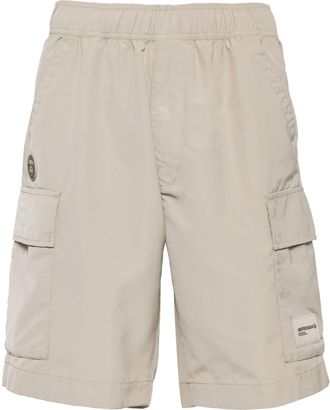 Aape By A Bathing Ape logo-appliqué cargo shorts - men - Polyester - S - Neutrals