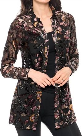 ADORE Velvet Sheer Button Up In Black