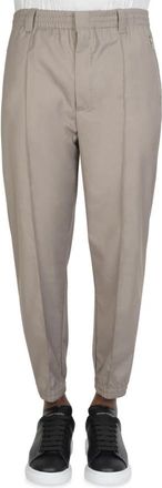 Emporio Armani Stone Elastische Broek met Tailleband - Heren - Chinos - Grijs - L - Polyester - Broeken