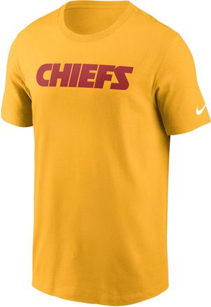 Nike Kansas City Chiefs Primetime Wordmark Essential Nike Mens NFL T-Shirt in Yellow | N19976I7G-NNM