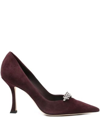 Jimmy Choo London 90mm crystal-embellished pointed-toe pumps - Red