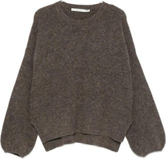 Gestuz Alpha Slit Pullover - Dames - Ronde hals truien - Bruin - S - Wol - Truien & Vesten