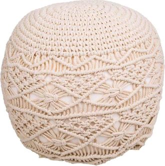 Wanderlust Deco Puff de algod&oacute;n trenzado color crema 45x45x40