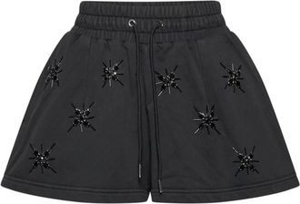 John Richmond Shorts met Aangebrachte Details en Elastische Tailleband - Dames - Bermuda - Zwart - XS - Korte Broeken