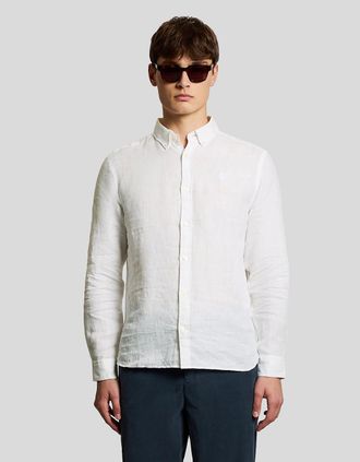 Lyle & Scott Lyle And Scott Mens Linen Button Down Shirt - White - Size: Regular/34