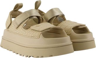 UGG Womens Embossed Croc-Print Sandal Beige Synthetic