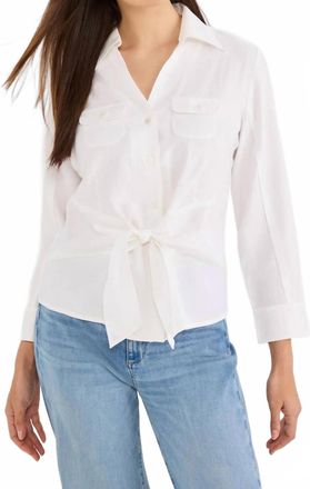 Nic+Zoe Iconic Tie Front Shirt In Paper White