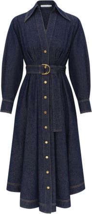 Zimmermann Coqueline Luxe Montpellier Denim - Dames - Jurken - Blauw - Maat: S Denim