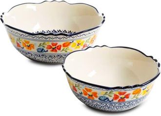 Gibson Home Luxembourg 2 Piece Stoneware Bowl Set in White at Nordstrom