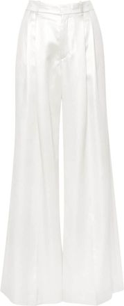 Chlo&eacute; wide-leg silk trousers - women - Silk/Silk - 40 - Silver